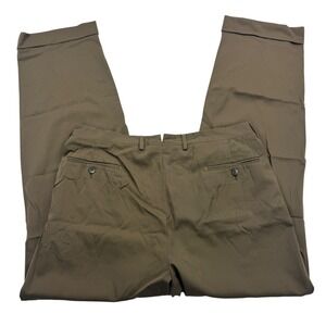 Luciano Barbera Pants Mens 34 x 33 Brown Wool Straight Cuffed Dress Pleat Slacks